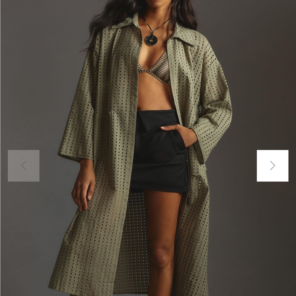 Anthropologie Collared Eyelet Duster